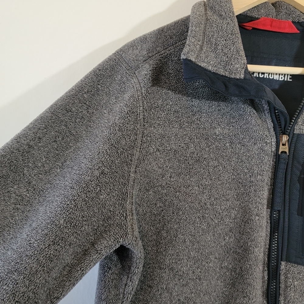 ABERCROMBIE & FITCH Men's Y2K Gray Fleece Zip-Fly Jacket Sz M Pocket Streetwear - Picture 6 of 12